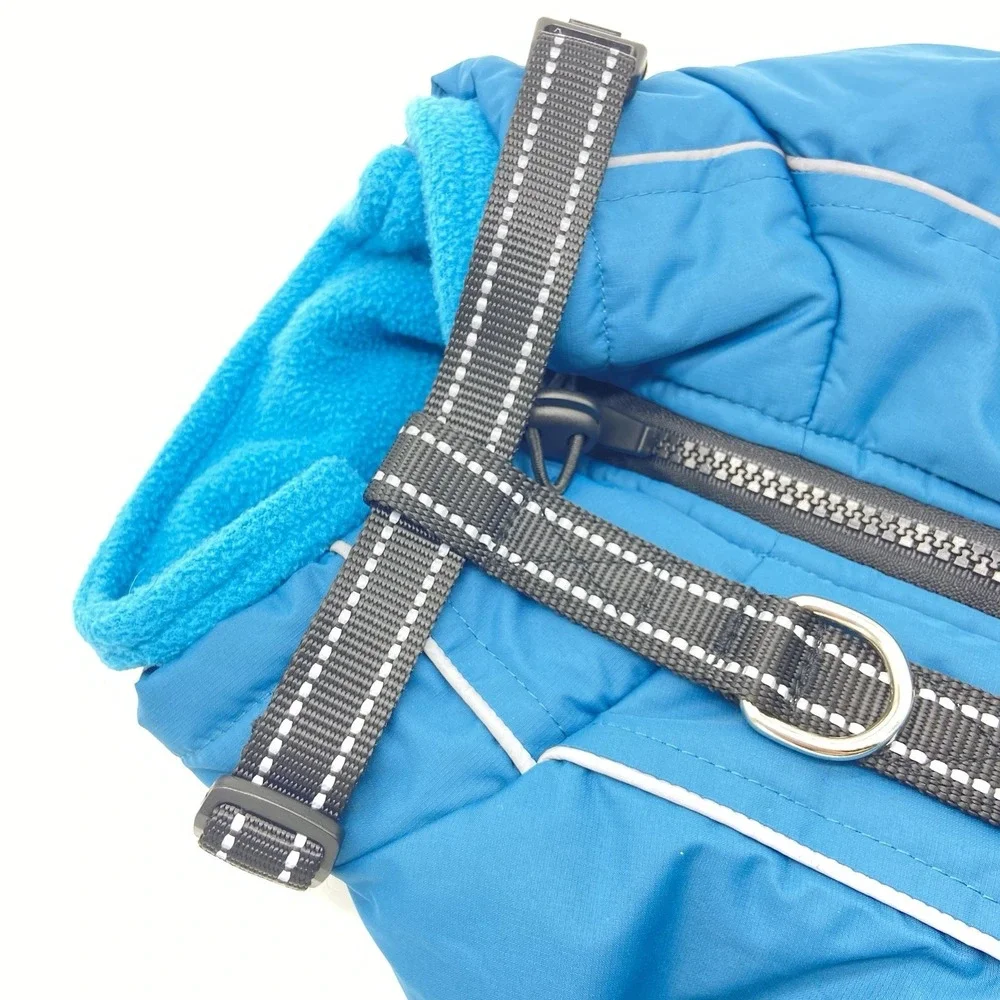 Lelepet Doggy Size Medium Waterproof Jacket With Harness Fleece Gorpcore Cozy